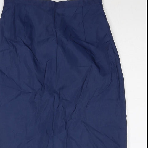 St Michael Womens Blue Nylon A-Line Skirt Size 26 in Zip