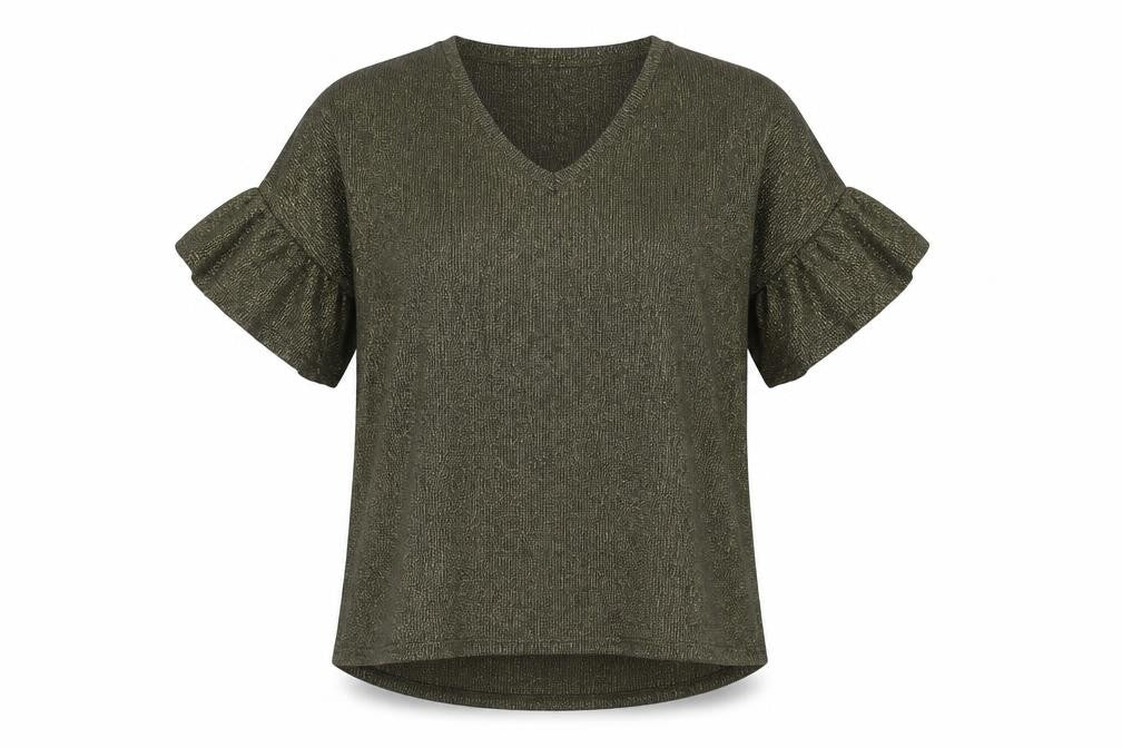 Soaked in Luxury Womens Gold Polyester Basic Blouse Size M V-Neck