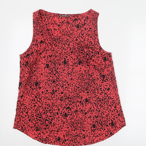 South Womens Pink Animal Print Polyester Basic Tank Size 12 Scoop Neck