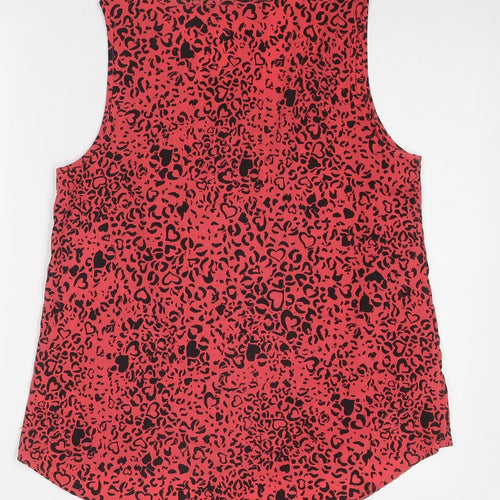 South Womens Pink Animal Print Polyester Basic Tank Size 12 Scoop Neck