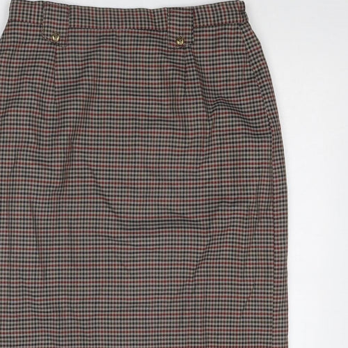 Quills Womens Brown Plaid Polyester A-Line Skirt Size 16 Zip