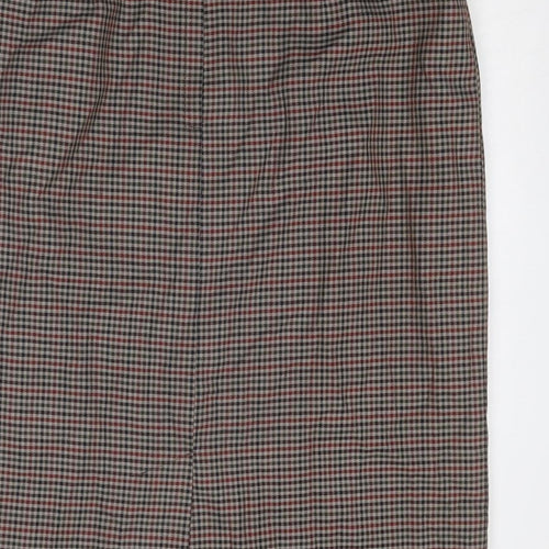 Quills Womens Brown Plaid Polyester A-Line Skirt Size 16 Zip