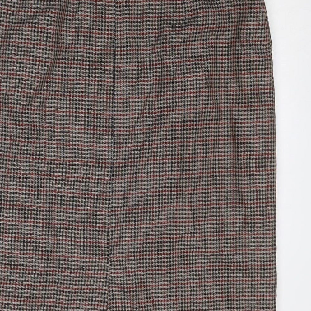 Quills Womens Brown Plaid Polyester A-Line Skirt Size 16 Zip