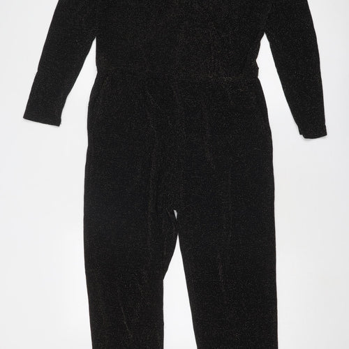 H&M Womens Black Polyester Jumpsuit One-Piece Size 14 Hook & Eye