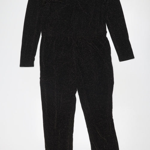 H&M Womens Black Polyester Jumpsuit One-Piece Size 14 Hook & Eye