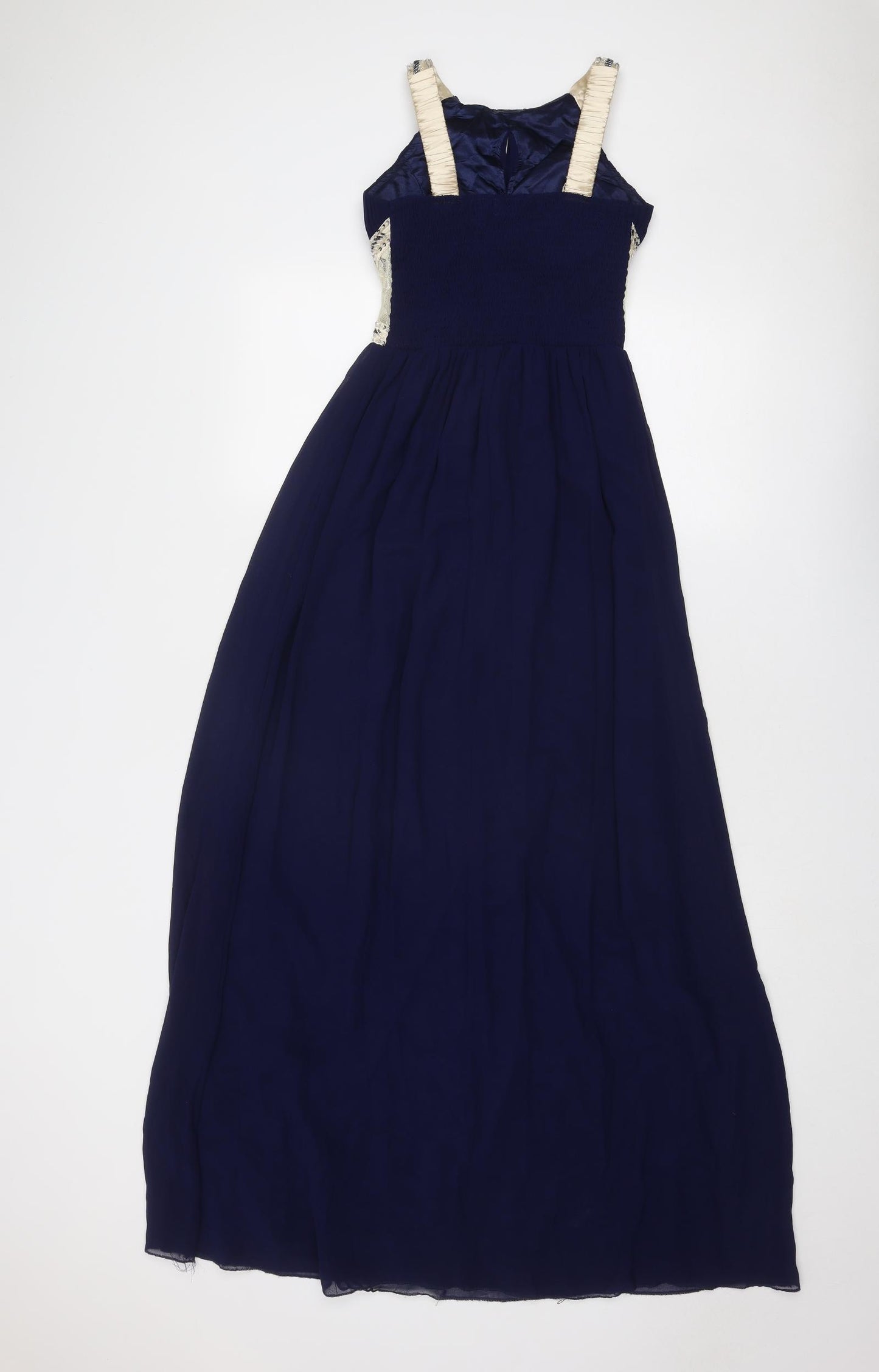Little Mistress Womens Blue Colourblock Polyester Ball Gown Size 6 Round Neck Pullover