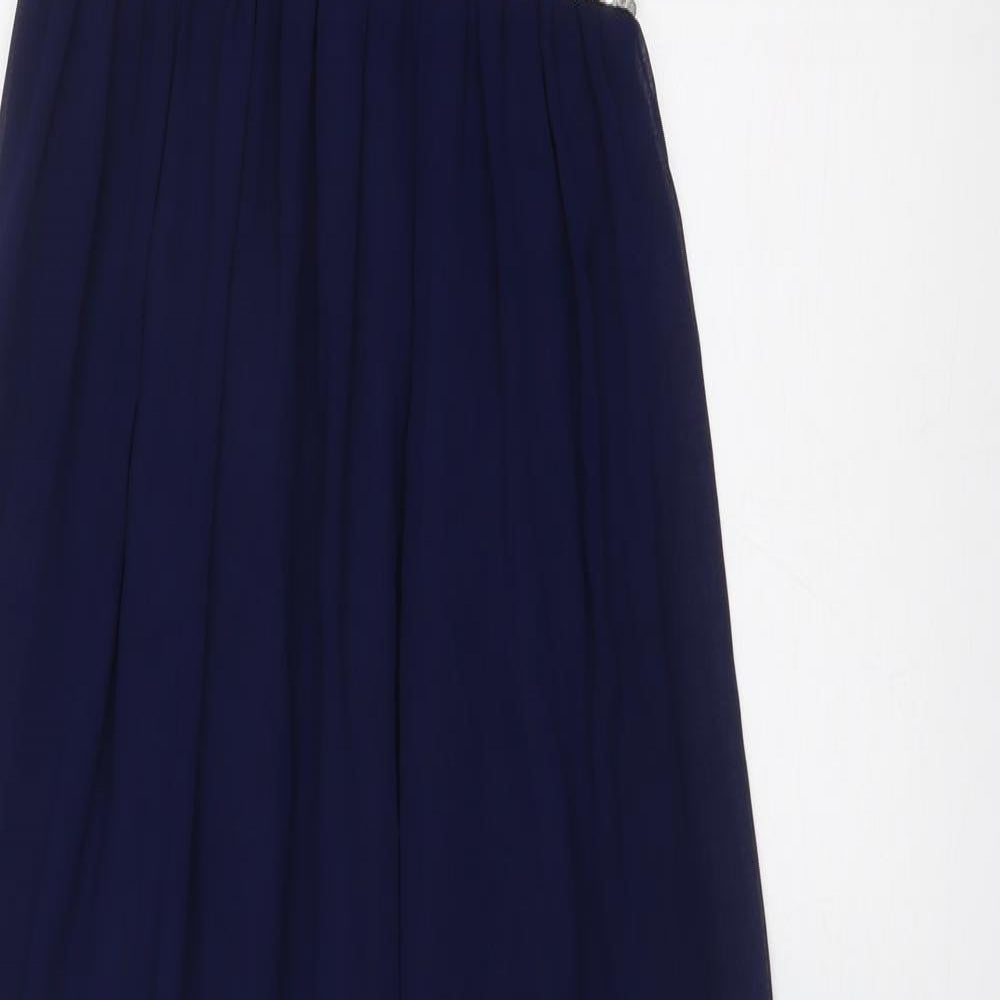 Little Mistress Womens Blue Colourblock Polyester Ball Gown Size 6 Round Neck Pullover