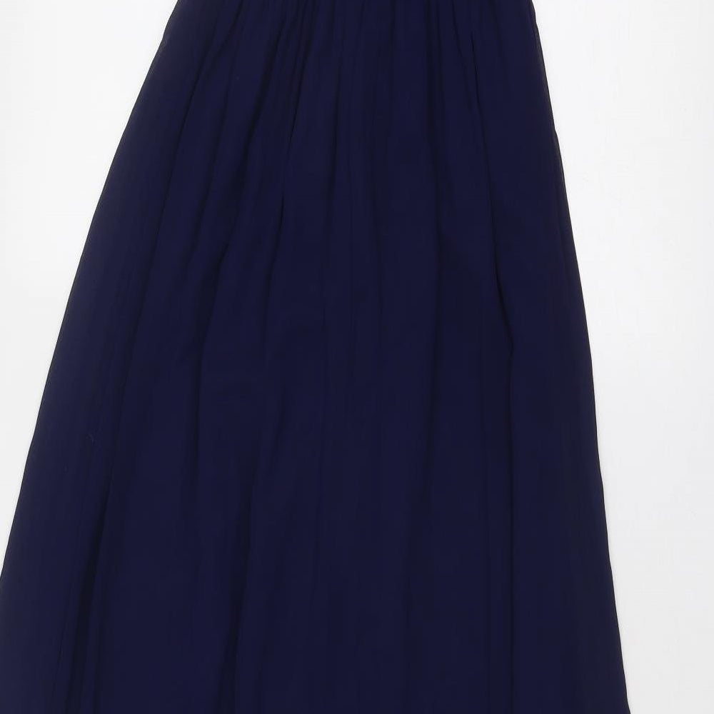 Little Mistress Womens Blue Colourblock Polyester Ball Gown Size 6 Round Neck Pullover