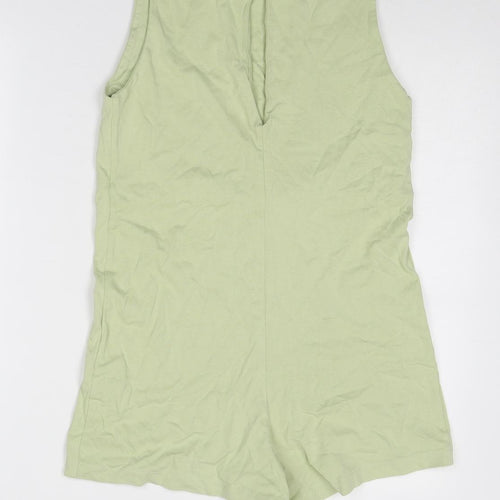 Zara Womens Green Cotton Unitard One-Piece Size S Button