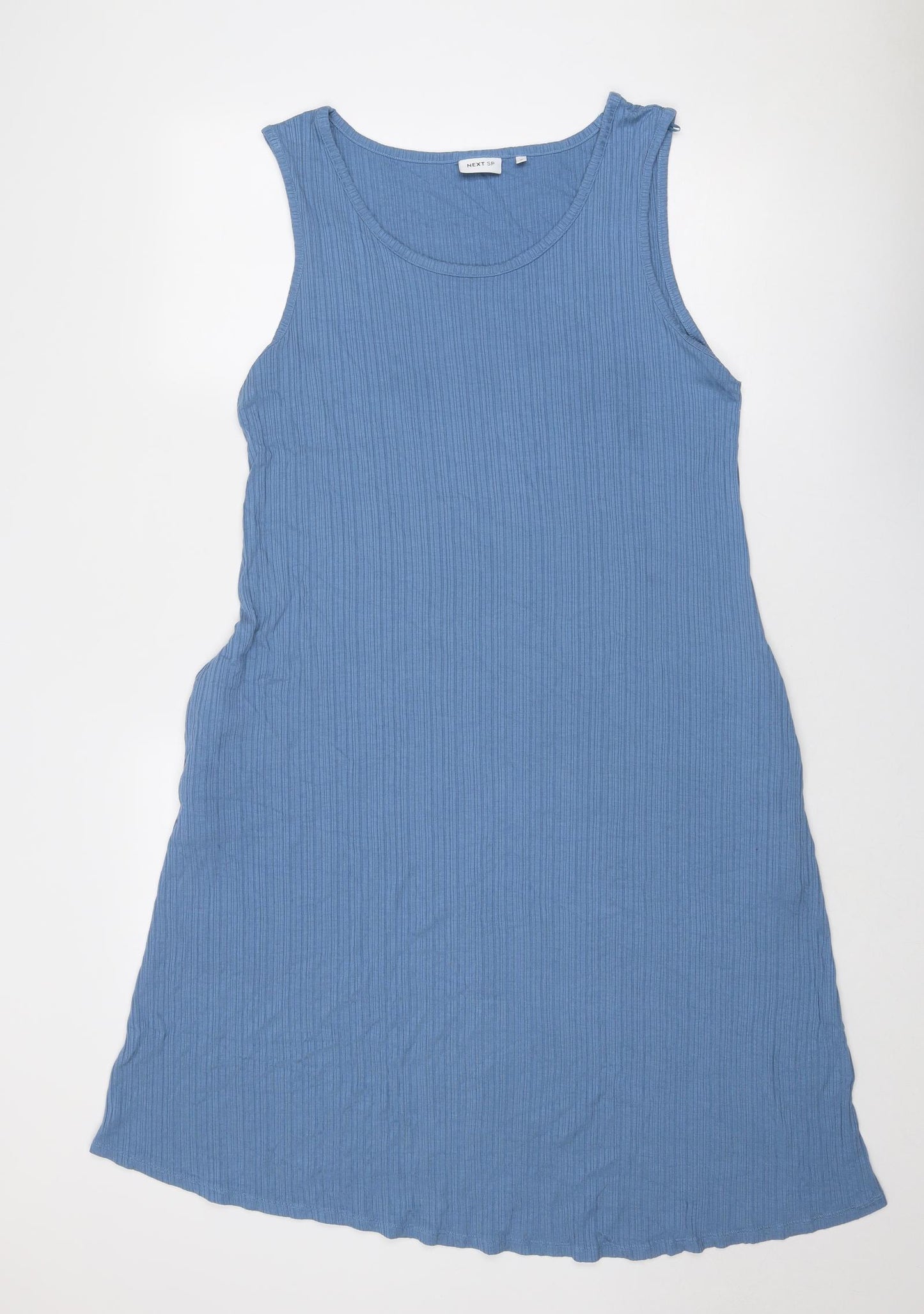 NEXT Womens Blue Viscose Tank Dress Size 16 Round Neck Pullover