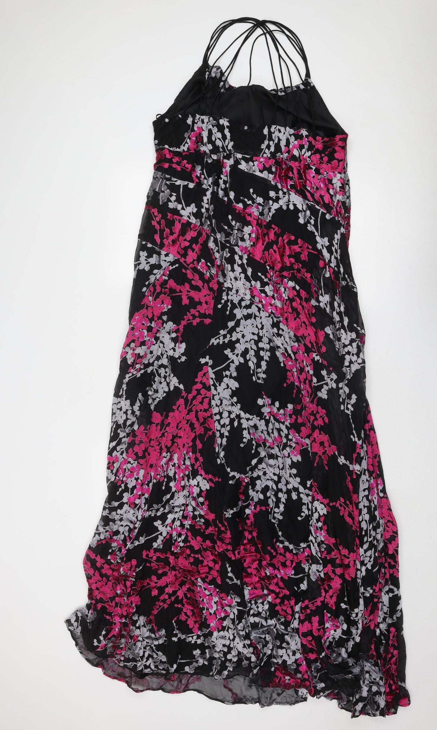 Monsoon Womens Multicoloured Floral Silk Maxi Size 20 Round Neck Pullover