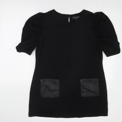 Dorothy Perkins Womens Black Viscose A-Line Size 14 Round Neck Zip