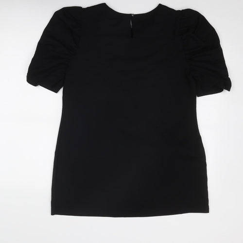 Dorothy Perkins Womens Black Viscose A-Line Size 14 Round Neck Zip