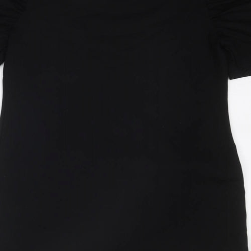 Dorothy Perkins Womens Black Viscose A-Line Size 14 Round Neck Zip