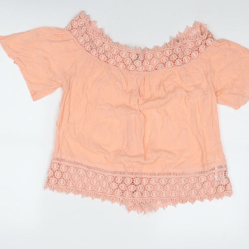 Miss Selfridge Womens Pink Viscose Basic Blouse Size 12 Boat Neck