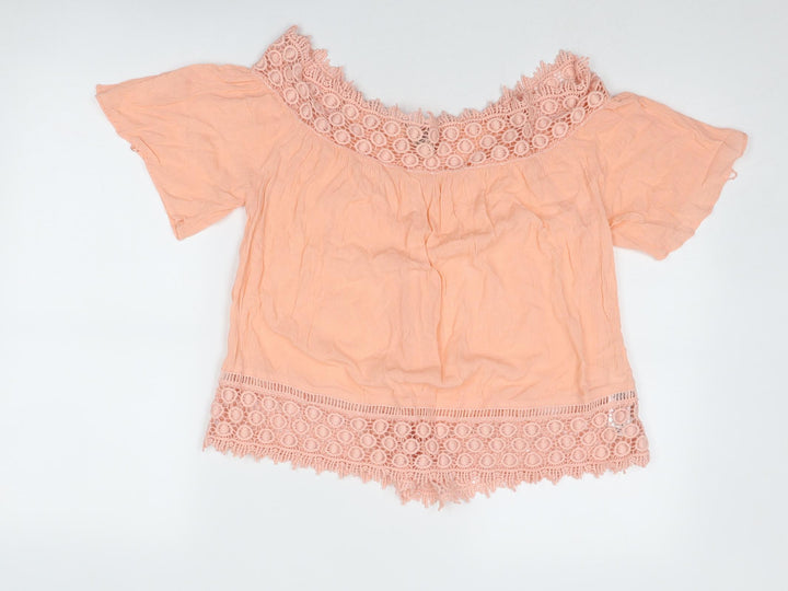 Miss Selfridge Womens Pink Viscose Basic Blouse Size 12 Boat Neck