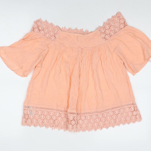 Miss Selfridge Womens Pink Viscose Basic Blouse Size 12 Boat Neck