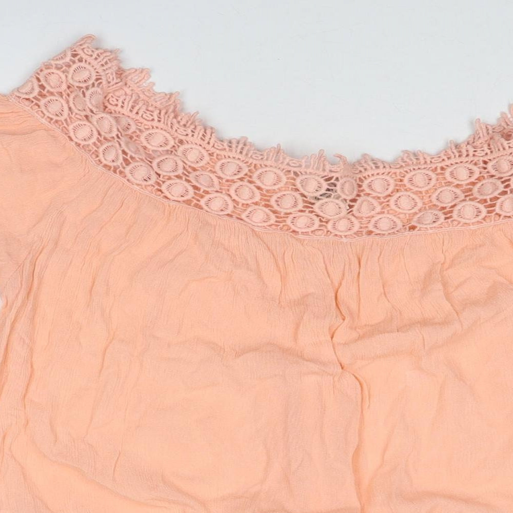 Miss Selfridge Womens Pink Viscose Basic Blouse Size 12 Boat Neck