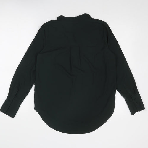 H&M Womens Green Polyester Basic Blouse Size 8 V-Neck