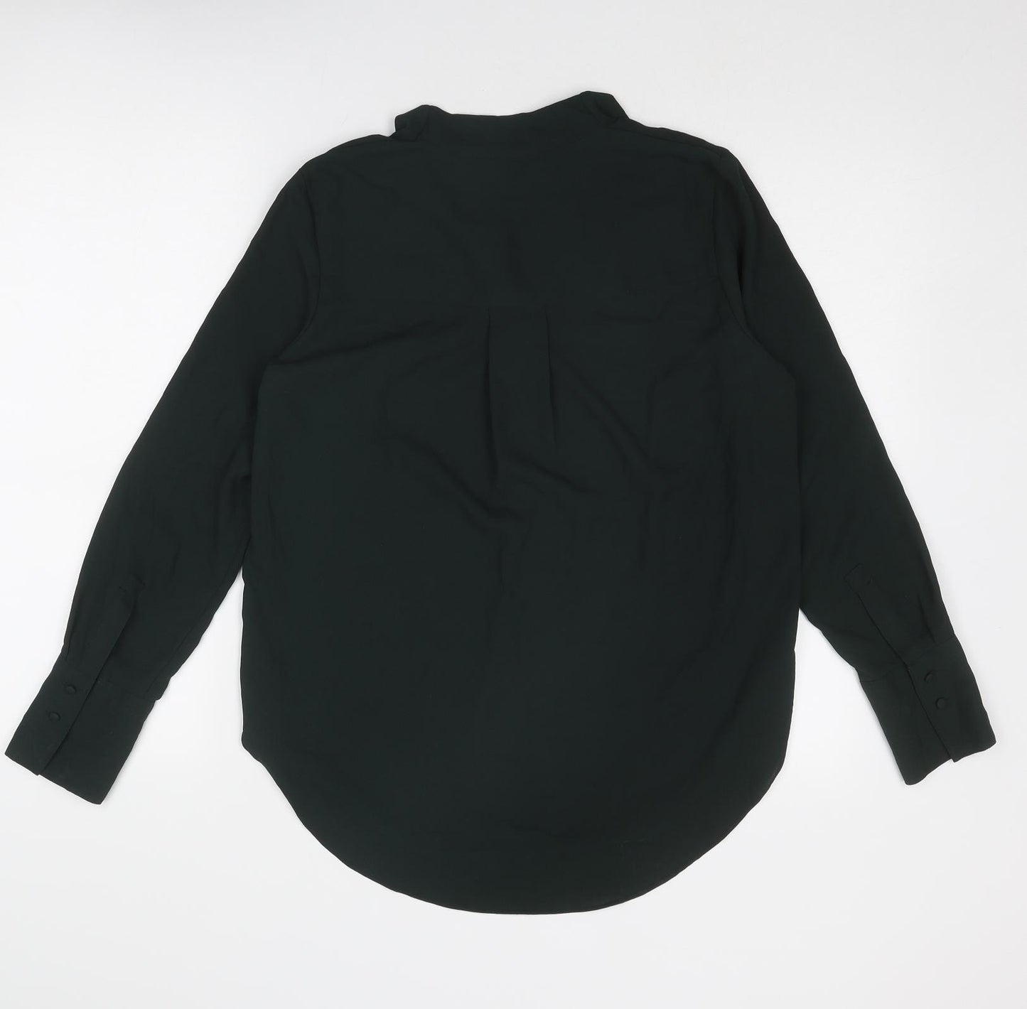 H&M Womens Green Polyester Basic Blouse Size 8 V-Neck