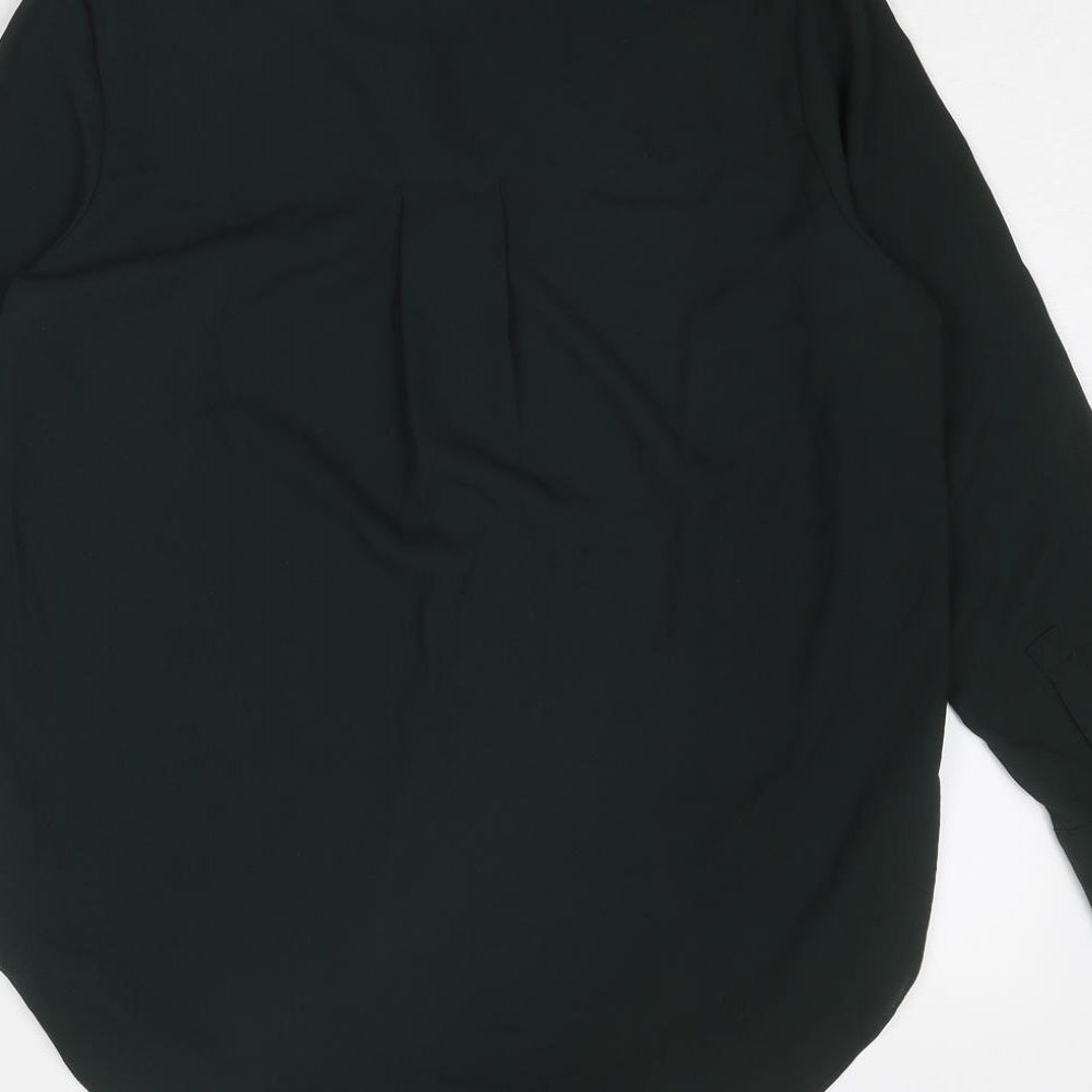 H&M Womens Green Polyester Basic Blouse Size 8 V-Neck