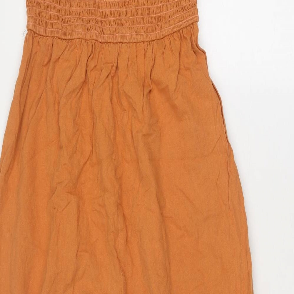 Nasty Gal Womens Orange Polyester Jumpsuit One-Piece Size 8 Pullover - Shirred Top