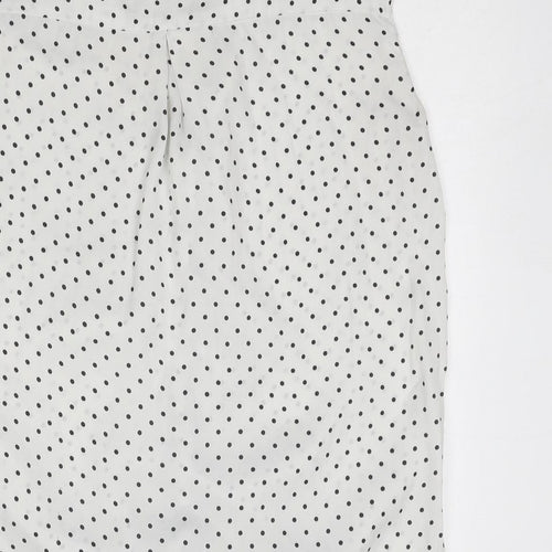 Zara Womens White Polka Dot Polyester Basic Tank Size S V-Neck - Knot Front