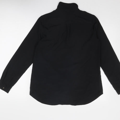 South Womens Black Polyester Basic Button-Up Size 10 Collared