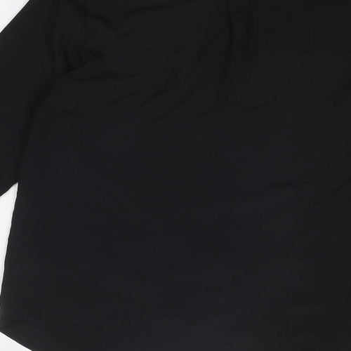 South Womens Black Polyester Basic Button-Up Size 10 Collared