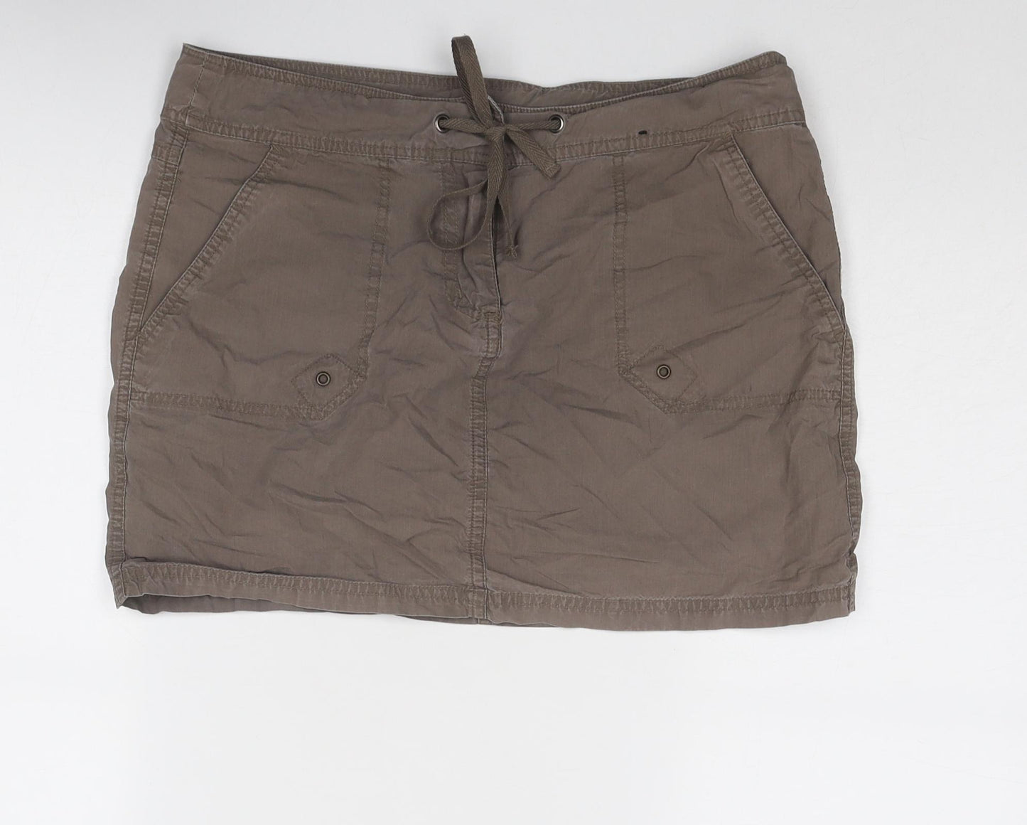 Dorothy Perkins Womens Brown Polyester Cargo Skirt Size 10 Zip