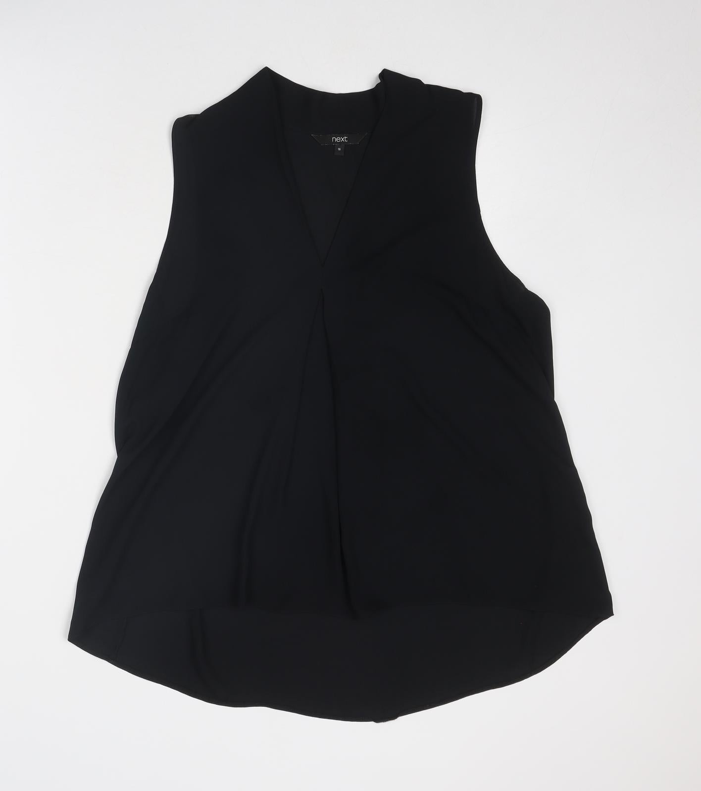 NEXT Womens Black Polyester Basic Blouse Size 16 V-Neck