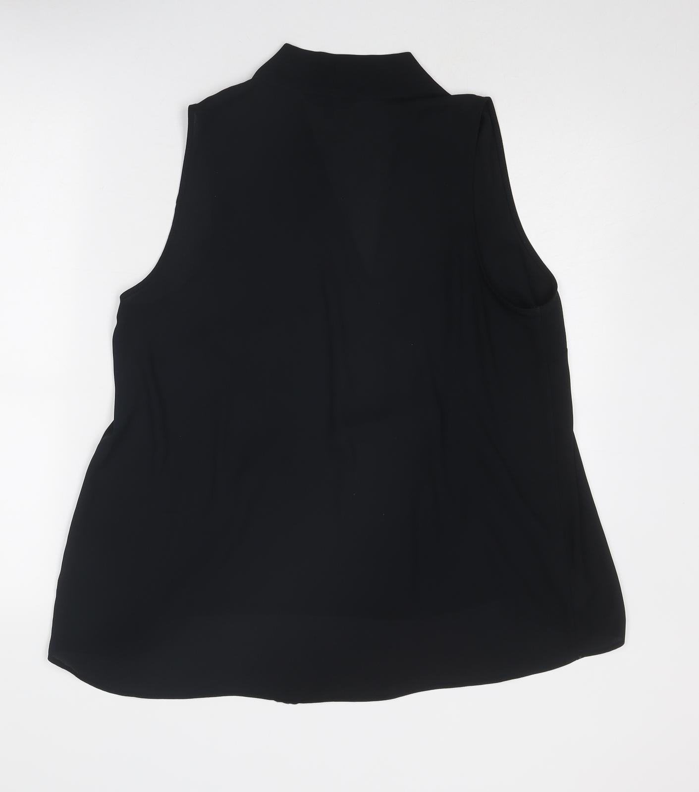 NEXT Womens Black Polyester Basic Blouse Size 16 V-Neck