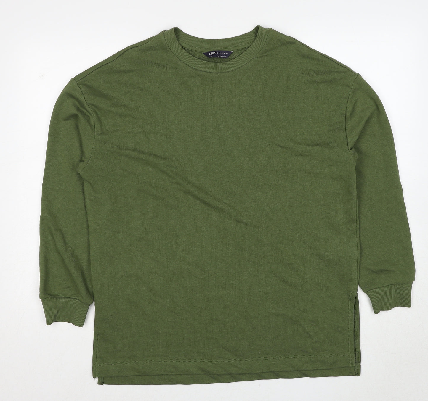 Marks and Spencer Womens Green Cotton Pullover Sweatshirt Size 12 Pullover