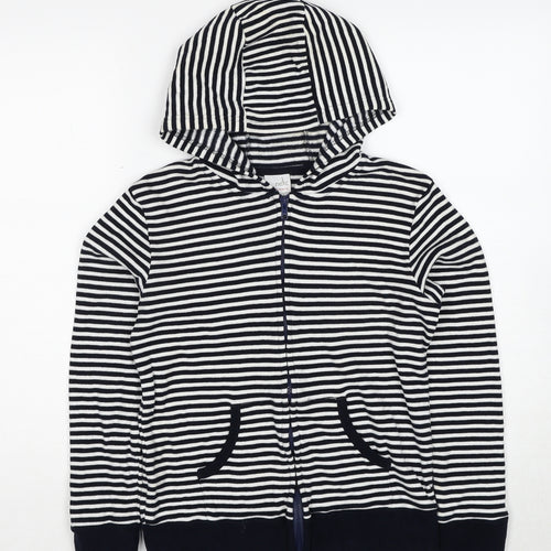NEXT Boys Blue Striped Cotton Full Zip Hoodie Size 13 Years Zip