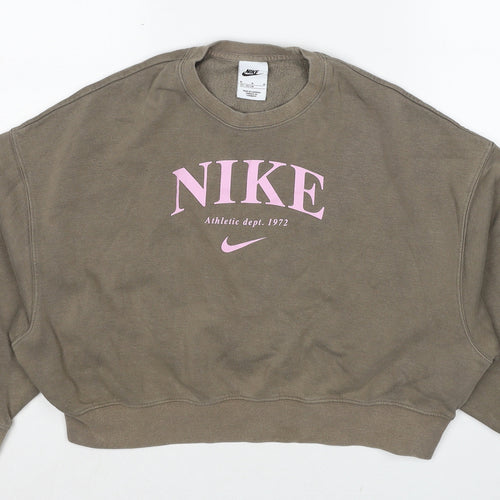 Nike Girls Beige Cotton Pullover Sweatshirt Size 10-11 Years Pullover