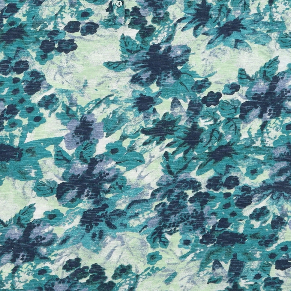 Fat Face Womens Blue Geometric Cotton Basic T-Shirt Size 16 Boat Neck