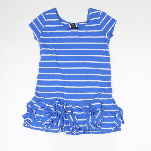 Ralph Lauren Womens Blue Striped Cotton Basic T-Shirt Size 8 Boat Neck