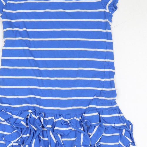 Ralph Lauren Womens Blue Striped Cotton Basic T-Shirt Size 8 Boat Neck