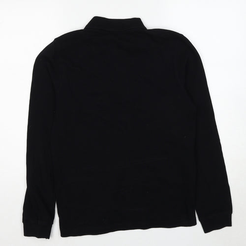 Maison Kitsune Mens Black Striped Cotton Polo Size M Collared Pullover