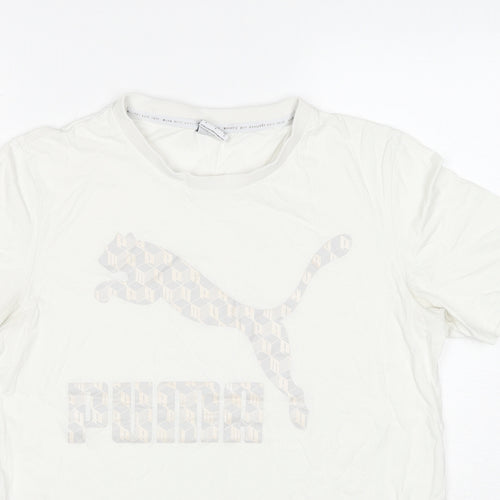 PUMA Mens White Cotton T-Shirt Size S Round Neck