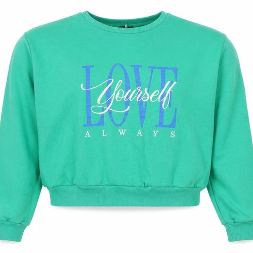 New Look Girls Green Cotton Pullover Sweatshirt Size 14-15 Years Pullover - Love Yourself