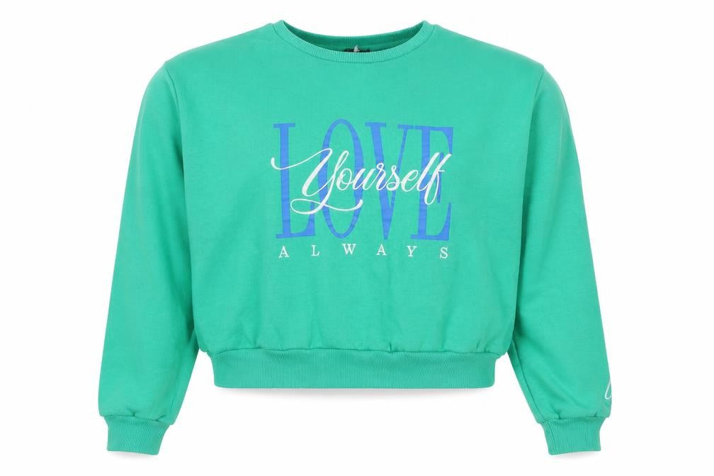 New Look Girls Green Cotton Pullover Sweatshirt Size 14-15 Years Pullover - Love Yourself