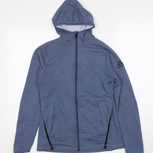 adidas Womens Blue Cotton Full Zip Hoodie Size 4 Zip - Size 4-6