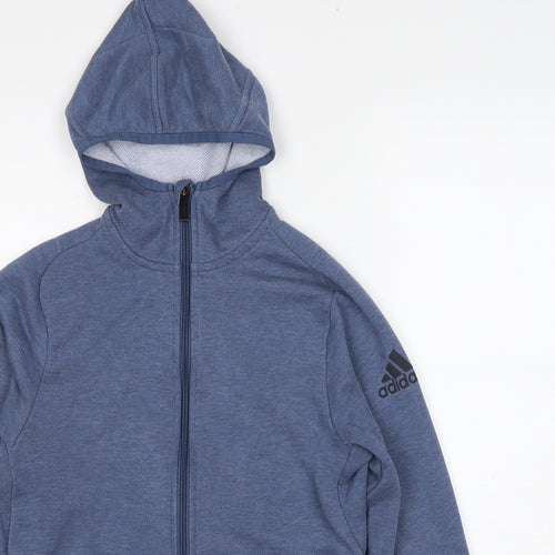 adidas Womens Blue Cotton Full Zip Hoodie Size 4 Zip - Size 4-6