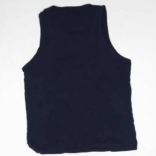 Reebok Mens Blue Cotton Basic Tank Size L Scoop Neck Pullover