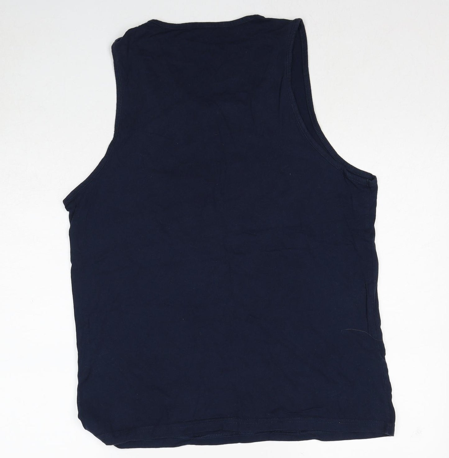 Reebok Mens Blue Cotton Basic Tank Size L Scoop Neck Pullover