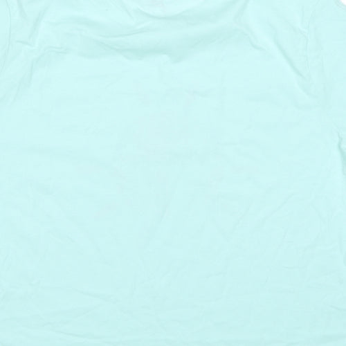 M&Co Womens Blue Cotton Basic T-Shirt Size 14 Round Neck - Summer Dreams