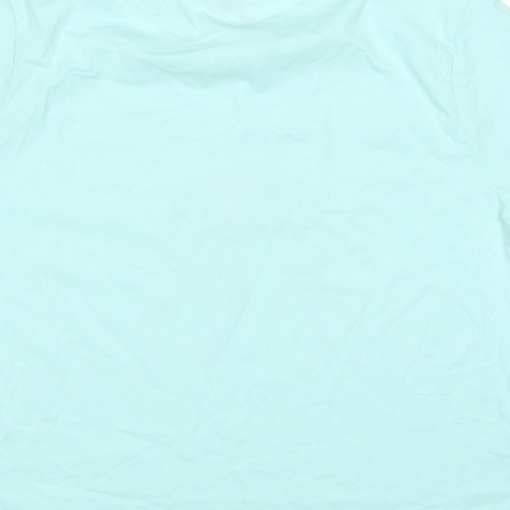 M&Co Womens Blue Cotton Basic T-Shirt Size 14 Round Neck - Summer Dreams