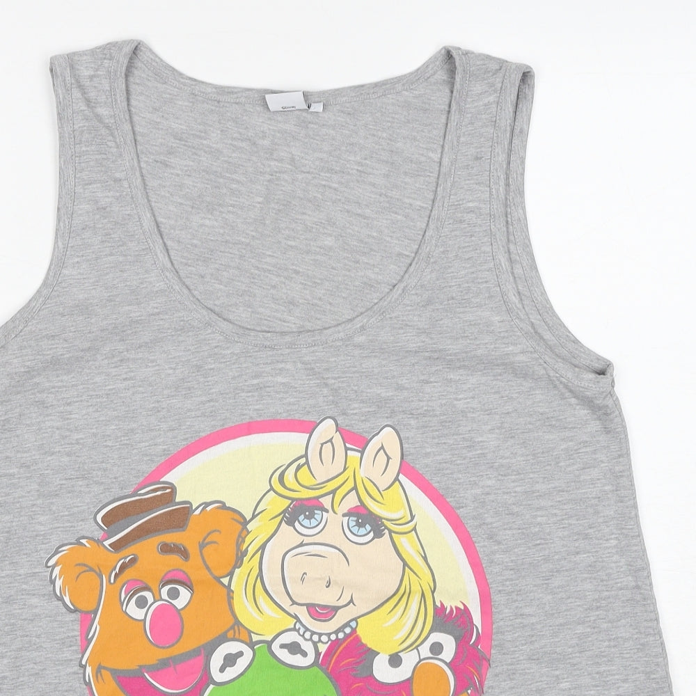Disney Womens Grey Cotton Basic Tank Size 16 Scoop Neck - Sesame Street