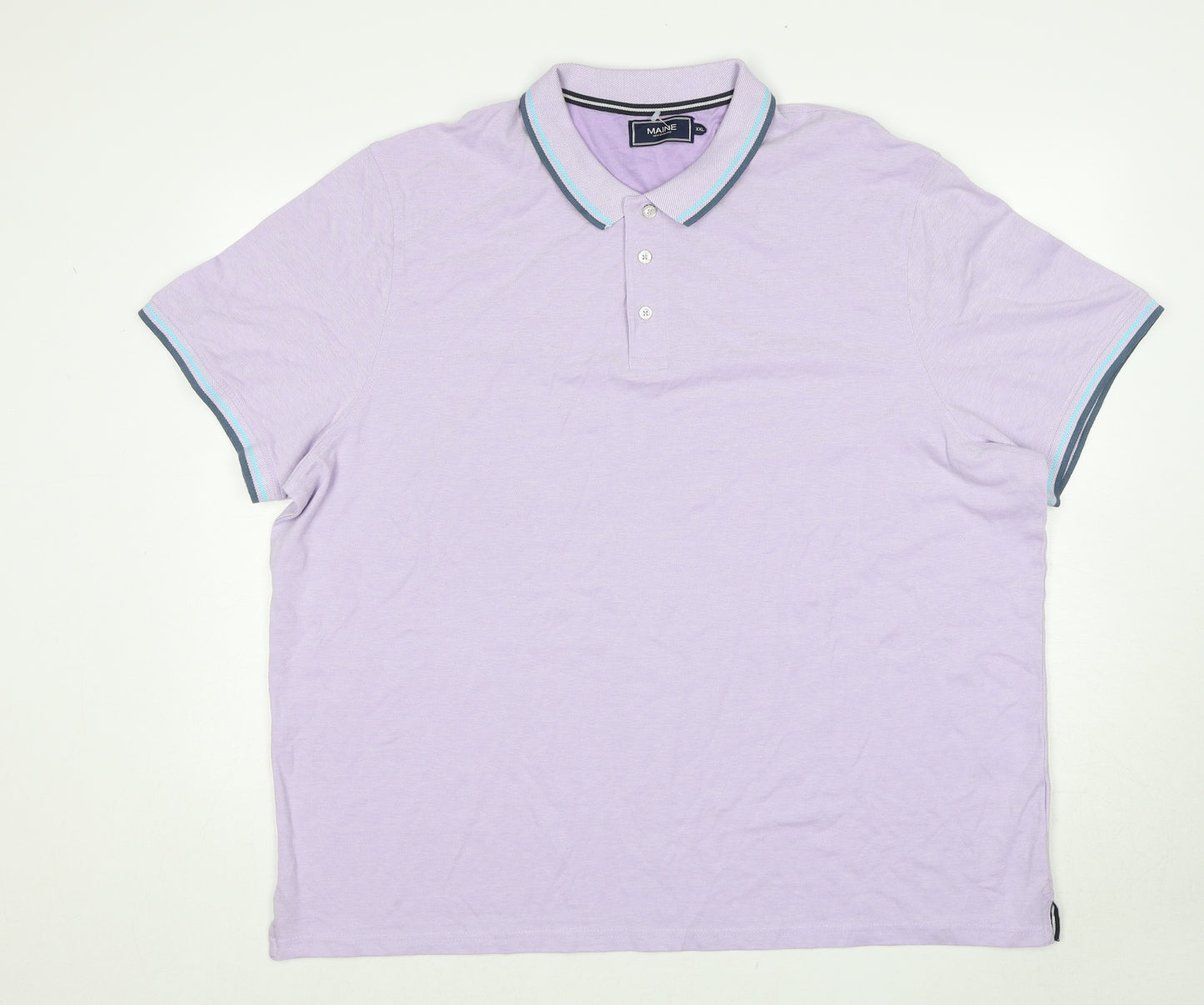 Maine Mens Purple Cotton Polo Size 2XL Collared Pullover